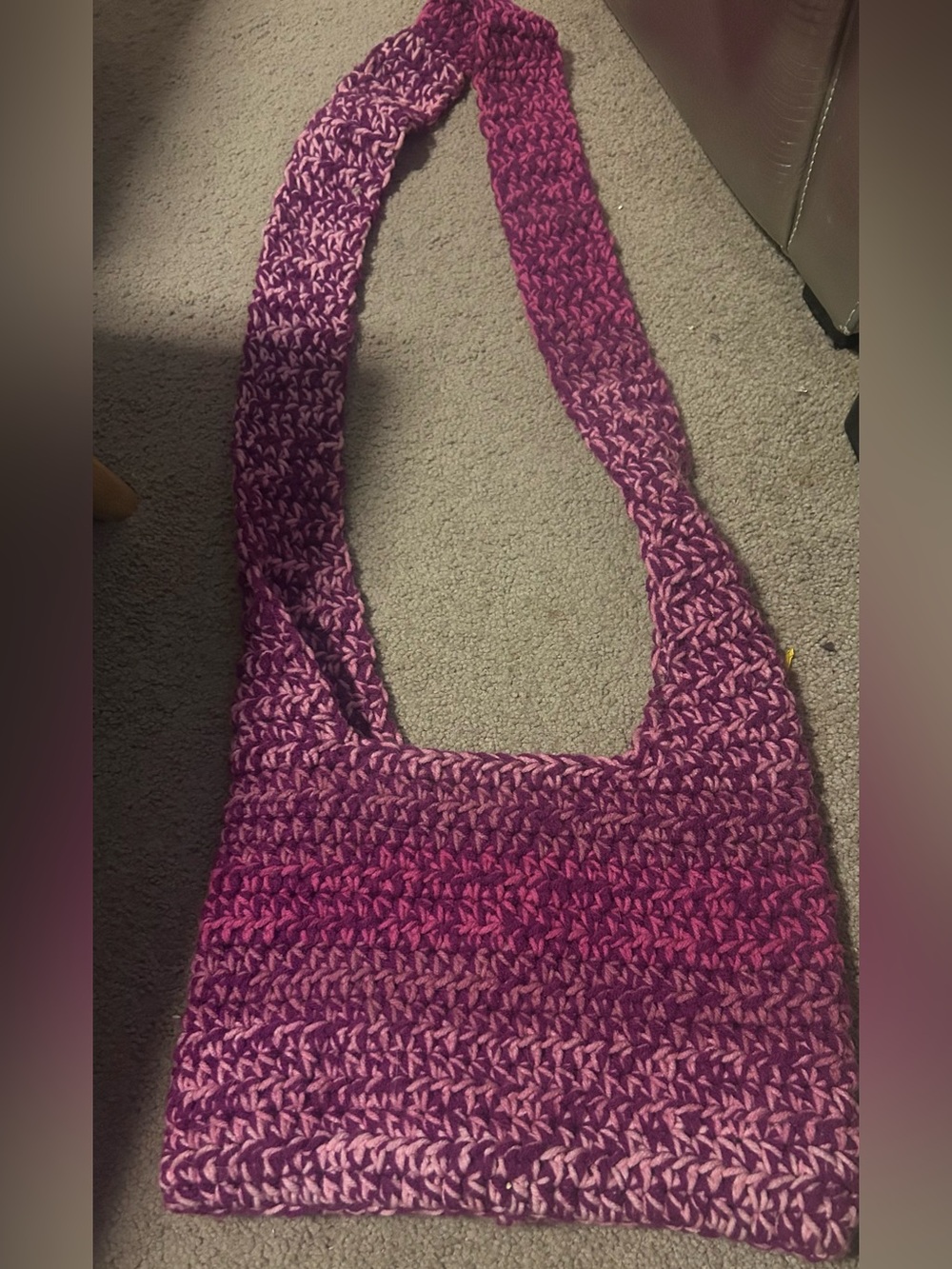 Handcrafted Gradient Purple/Pink Crochet Shoulder Bag